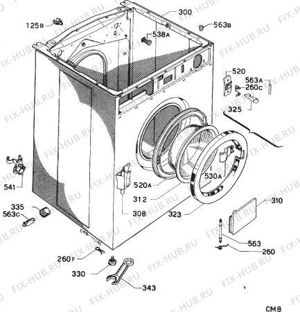 Взрыв-схема стиральной машины Zanussi EW807 - Схема узла Cabinet + armatures